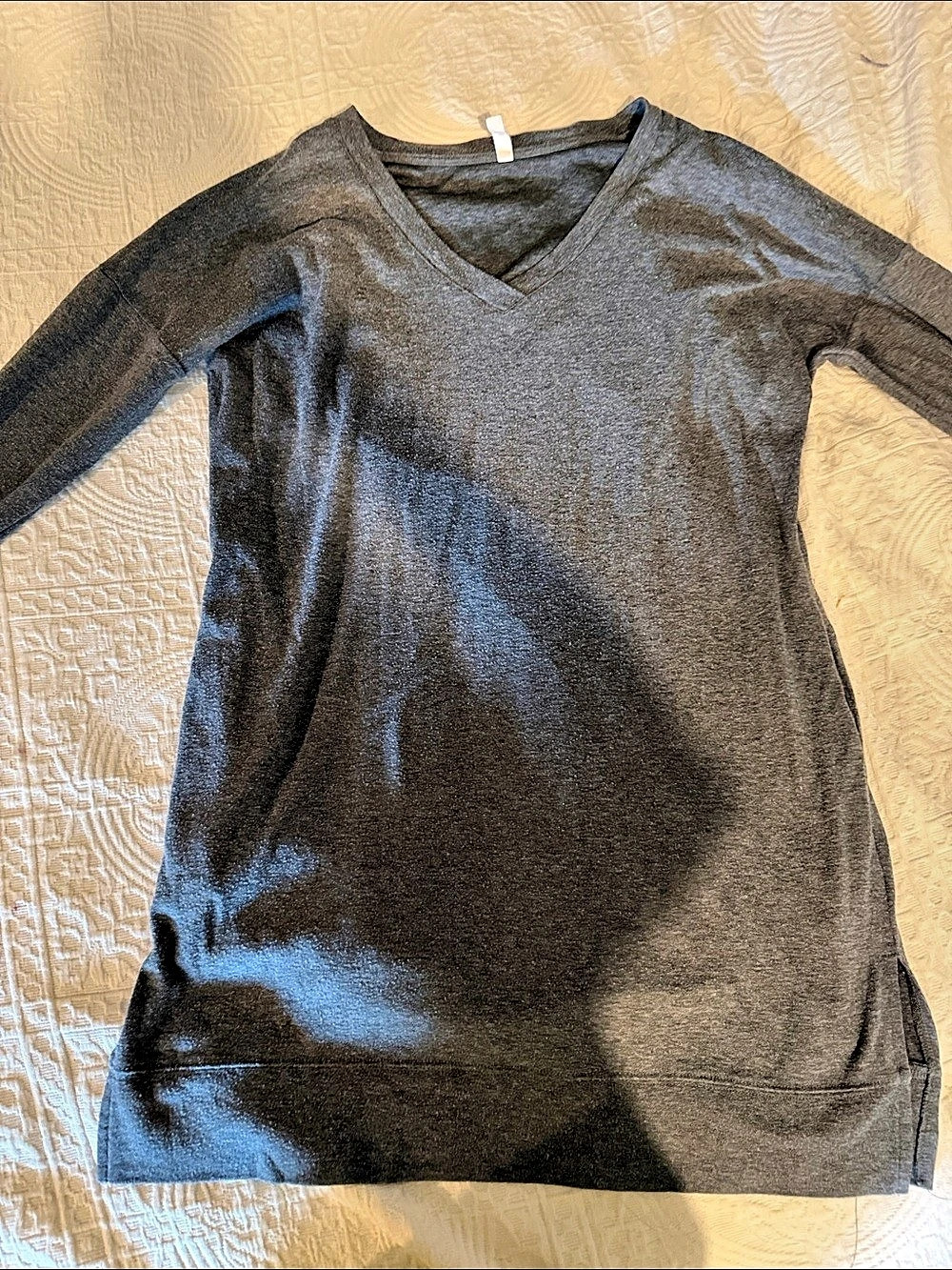 Wallis Gray V-Neck Long Sleeve Size Medium